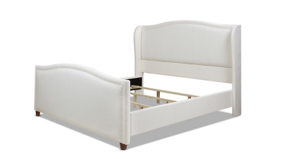 Jennifer Taylor Carmen King Upholstered Wingback Panel Bed Frame - Thumbnail 3