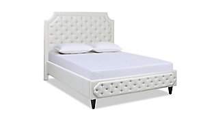 Jennifer Taylor Helen Tall Upholstered Tufted Platform Queen Bed Frame, Antique White, large