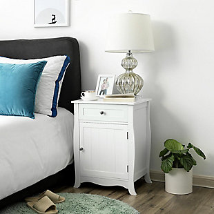 SONGMICS Nightstand with Storage Cabinet with Drawer, , rollover