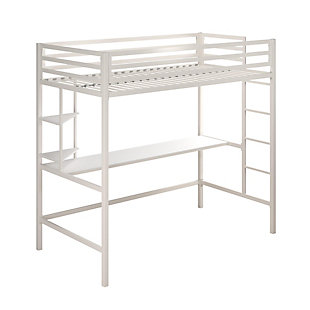 Novogratz Maxwell Metal Twin Loft Bed with Desk and Shelves, , large