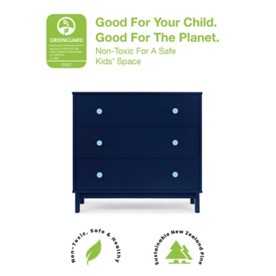 babyGap by Delta Children Legacy 3-Drawer Dresser, Navy/Light Blue, large