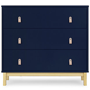 babyGap by Delta Children Legacy 3-Drawer Dresser with Leather Pulls, Navy/Natural, large