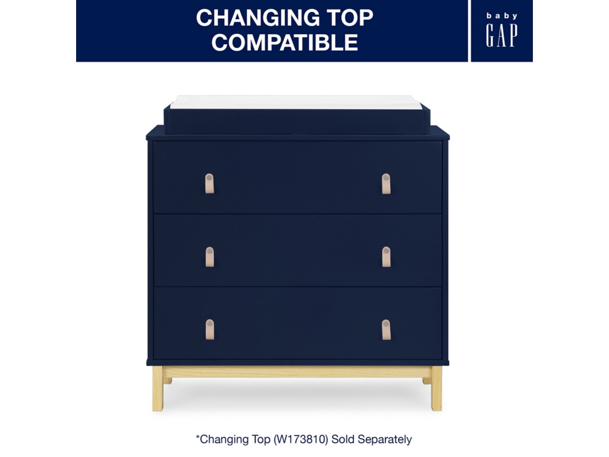 babyGap by Delta Children Legacy 3-Drawer Dresser with Leather Pulls, , large