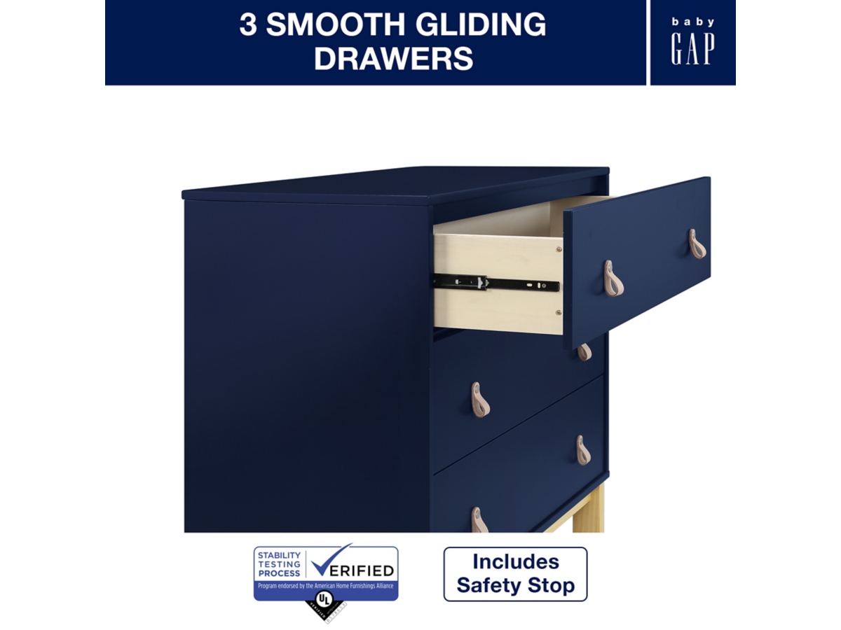 babyGap by Delta Children Legacy 3-Drawer Dresser with Leather Pulls, , large