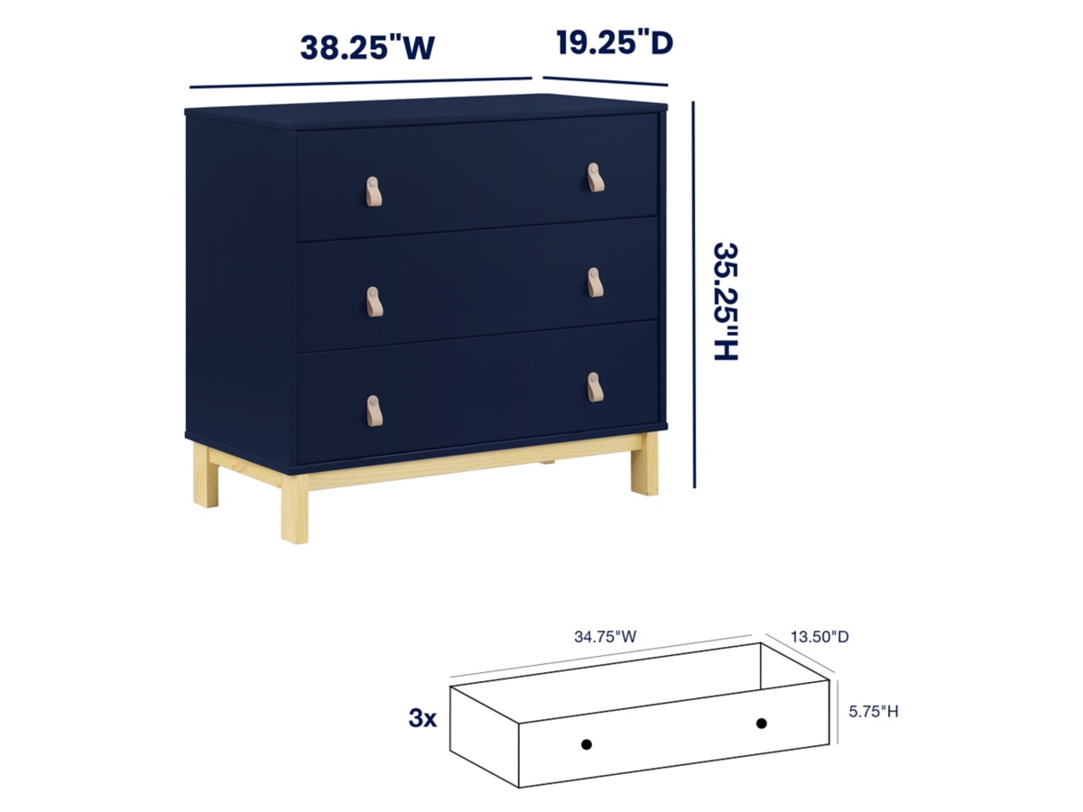 babyGap by Delta Children Legacy 3-Drawer Dresser with Leather Pulls, , large