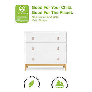 babyGap by Delta Children Legacy 3-Drawer Dresser with Leather Pulls, Bianca White/Natural, rollover