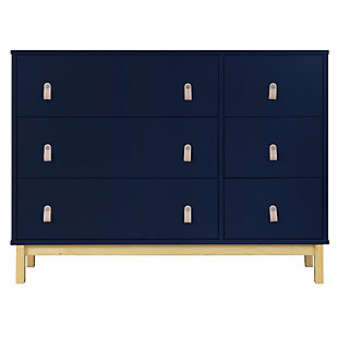 babyGap by Delta Children Legacy 6-Drawer Dresser with Leather Pulls, Navy/Natural, large