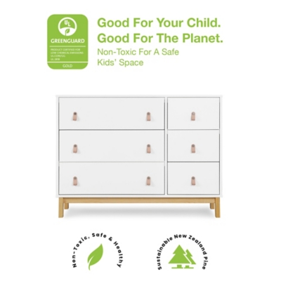 babyGap by Delta Children Legacy 6-Drawer Dresser with Leather Pulls, Bianca White/Natural, large