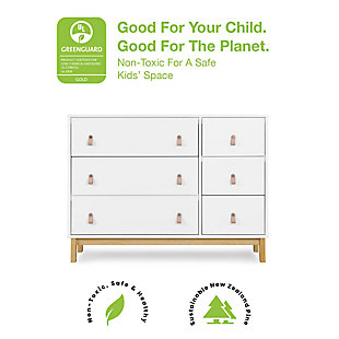 babyGap by Delta Children Legacy 6-Drawer Dresser with Leather Pulls, Bianca White/Natural, rollover