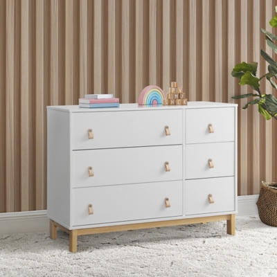 babyGap by Delta Children Legacy 6-Drawer Dresser with Leather Pulls, Bianca White/Natural, rollover