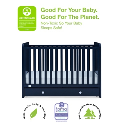 babyGap by Delta Children Graham 4-in-1 Convertible Crib with Storage Drawer, Navy/Light Blue