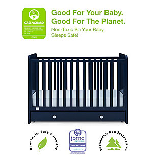 babyGap by Delta Children Graham 4-in-1 Convertible Crib with Storage Drawer, Navy/Light Blue, rollover