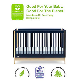 babyGap by Delta Children Tate 4-in-1 Convertible Crib, Navy/Natural, rollover