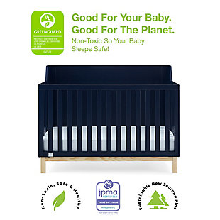 babyGap by Delta Children Oxford 6-in-1 Convertible Crib, Navy/Natural, rollover