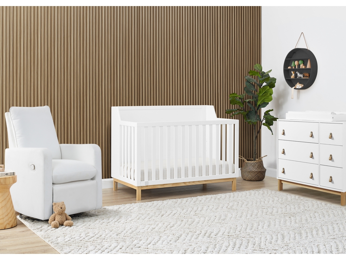 babyGap by Delta Children Oxford 6-in-1 Convertible Crib, Bianca White/Natural, large