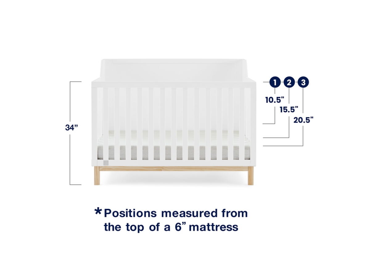 babyGap by Delta Children Oxford 6-in-1 Convertible Crib, Bianca White/Natural, large
