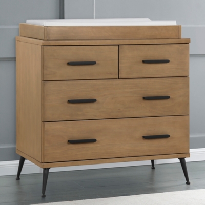 Delta Children Sloane 4-Drawer Dresser with Changing Top, Acorn/Matte Black, large