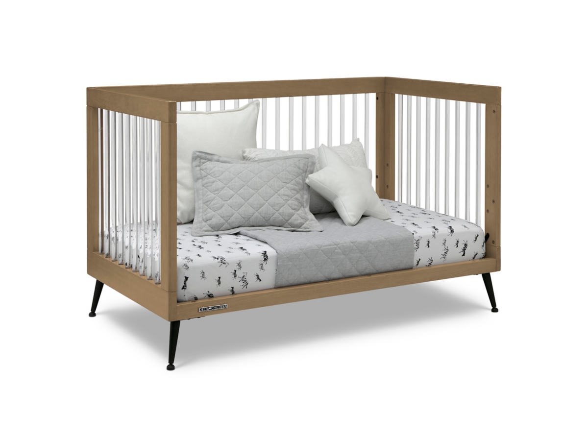 Delta Children Sloane 4-in-1 Acrylic Convertible Crib, Acorn/Matte Black, large