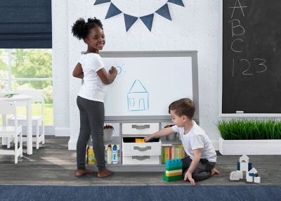Delta Children Deluxe Double-Sided Easel and Storage Unit, , rollover