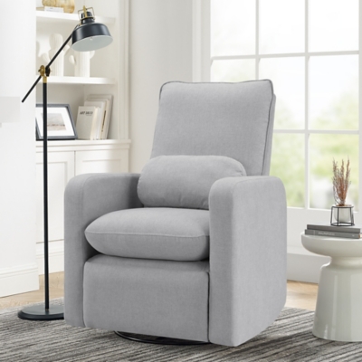 Gliding Chair Round With Footrest - Wood Canvas - Grey
