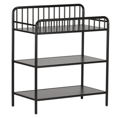 Black metal changing clearance table