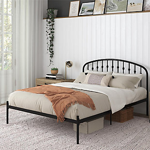 Atwater Living Sally Queen Metal Bed, Black, rollover