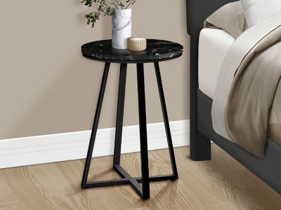 Monarch Specialties Serenity Nightstand, Black Marble