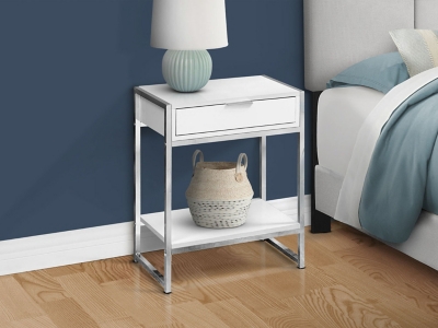 B600010303 Monarch Specialties Kaya Nightstand, White sku B600010303