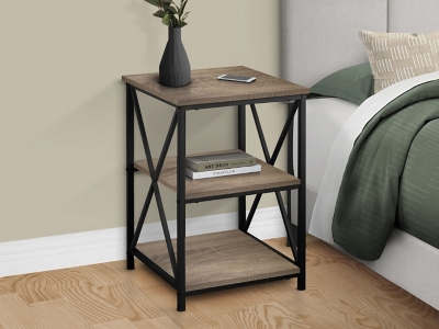 Monarch Specialties Tessa Nightstand, Dark Taupe