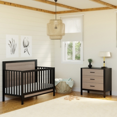 Black crib and dresser set on sale