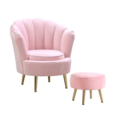 Alana Velvet Kids Chair and Stool, Pink