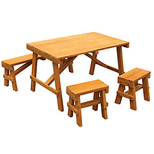 KidKraft Wooden Outdoor Kids Picnic Table Set, , large