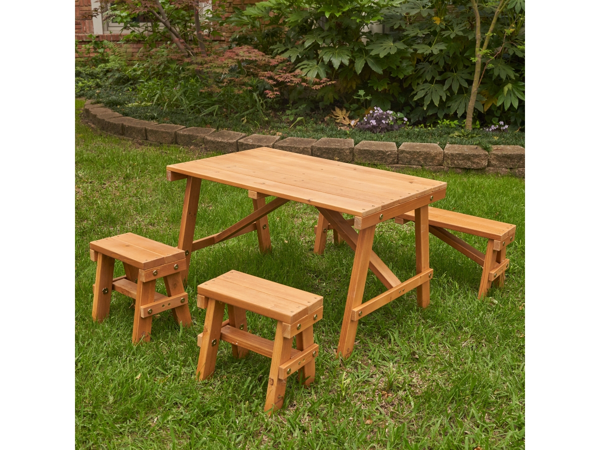 KidKraft Wooden Outdoor Kids Picnic Table Set Ashley