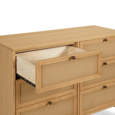 Interior view of dresser drawer with open top changing surface