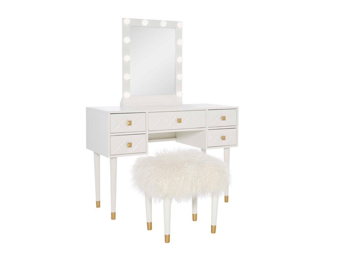 Linon Geo Lighted Vanity and Stool Set