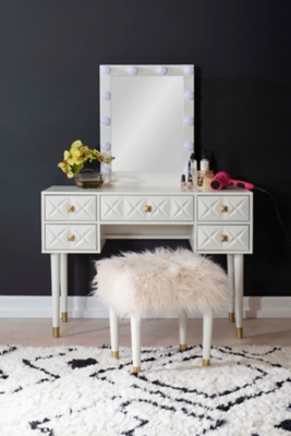 Linon Geo Lighted Vanity and Stool Set | Ashley