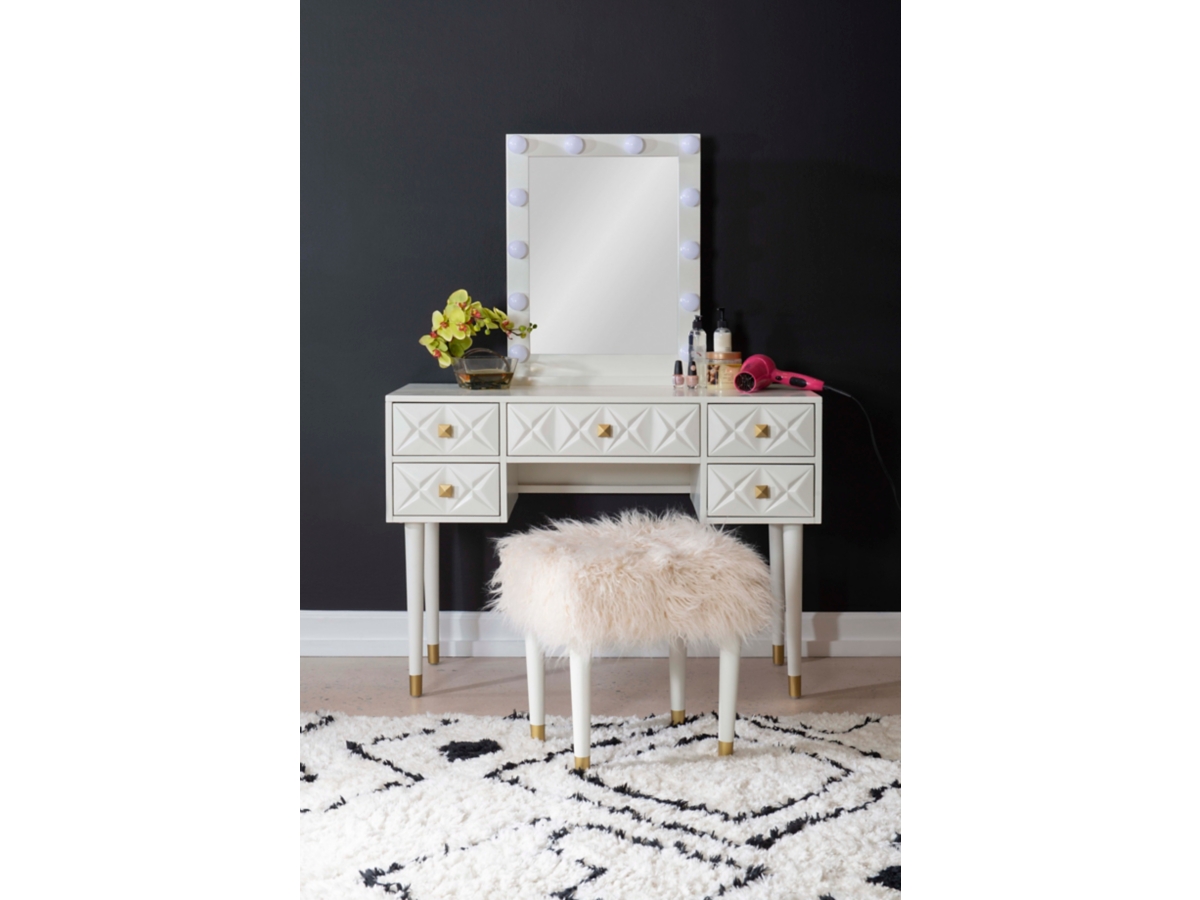 Linon Geo Lighted Vanity and Stool Set