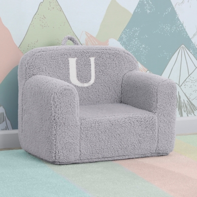 Delta Children Monogram Cozee Sherpa Chair Letter U, Gray