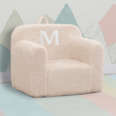 Delta Children Monogram Cozee Sherpa Chair Letter M, Cream