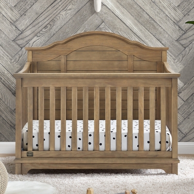 Simmons Kids Asher 6-in-1 Convertible Crib With Toddler Rail, Rustic Acorn