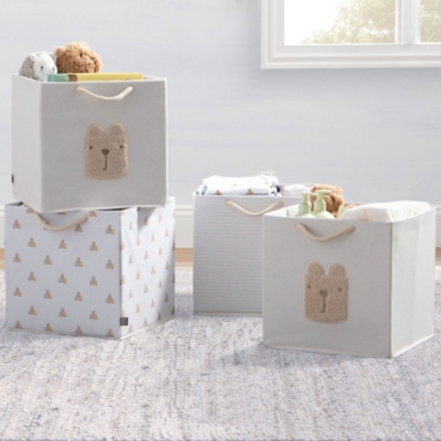 babyGap by Delta Children 4-Pack Brannan Bear Storage Bins with Handles, Tan