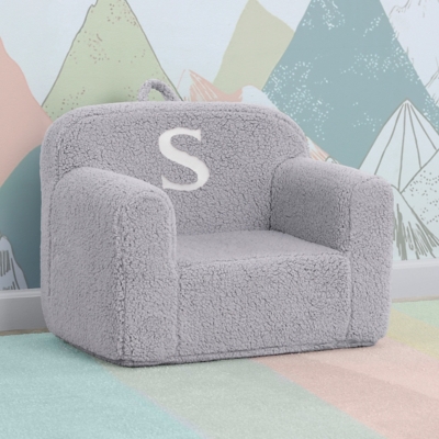 Delta Children Monogram Cozee Sherpa Chair Letter S, Gray