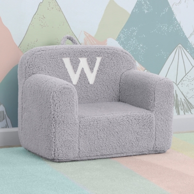 Delta Children Monogram Cozee Sherpa Chair Letter W, Gray