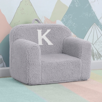 Delta Children Monogram Cozee Sherpa Chair with Letter K, Gray