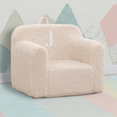 Delta Children Monogram Cozee Sherpa Chair with Letter J, Cream