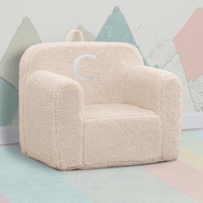 Delta Children Monogram Cozee Sherpa Chair Letter C, Cream