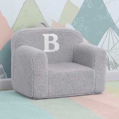 Delta Children Monogram Cozee Sherpa Chair Letter B, Gray