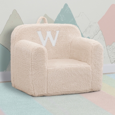 Delta Children Monogram Cozee Sherpa Chair Letter W, Cream