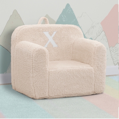 Delta Children Monogram Cozee Sherpa Chair Letter X, Cream