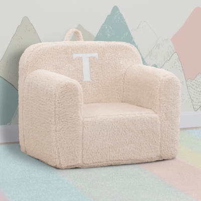 Delta Children Monogram Cozee Sherpa Chair Letter T, Cream